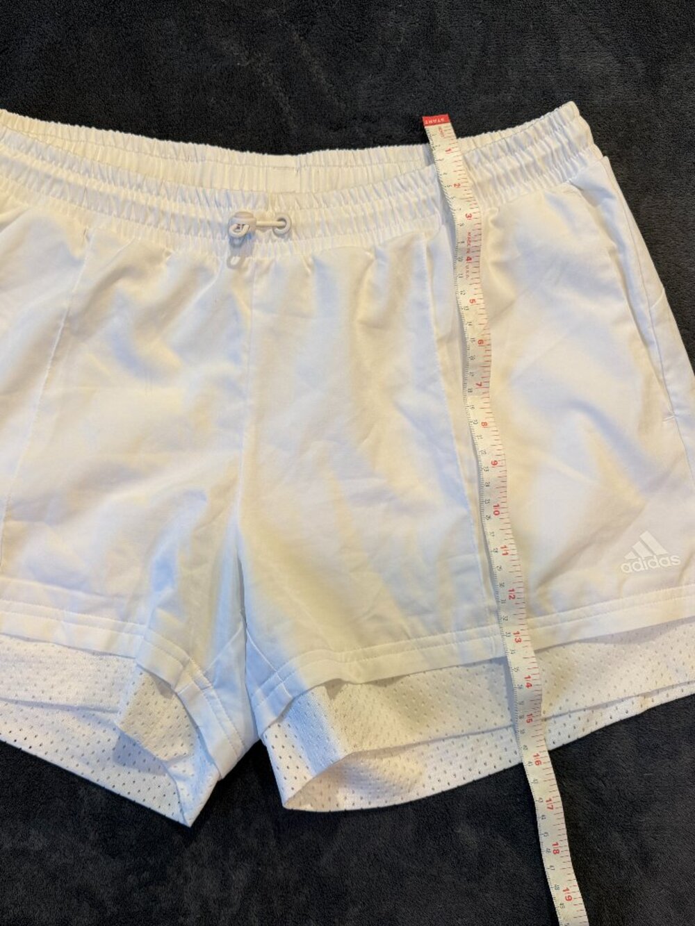 TITLE: Adidas Woven Mesh Lined Athletic Run Gym Shorts White Medium DU1939